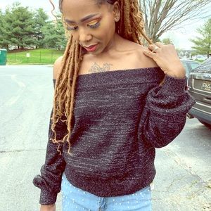 Off the should black glittery sweater
